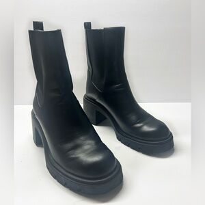 Zara Chelsea boots chunky block heels high ankle size 41